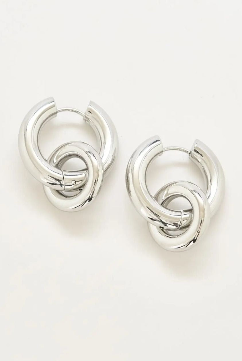 Rose & Lee Co Interlocking Hoop Earrings, Silver Earrings