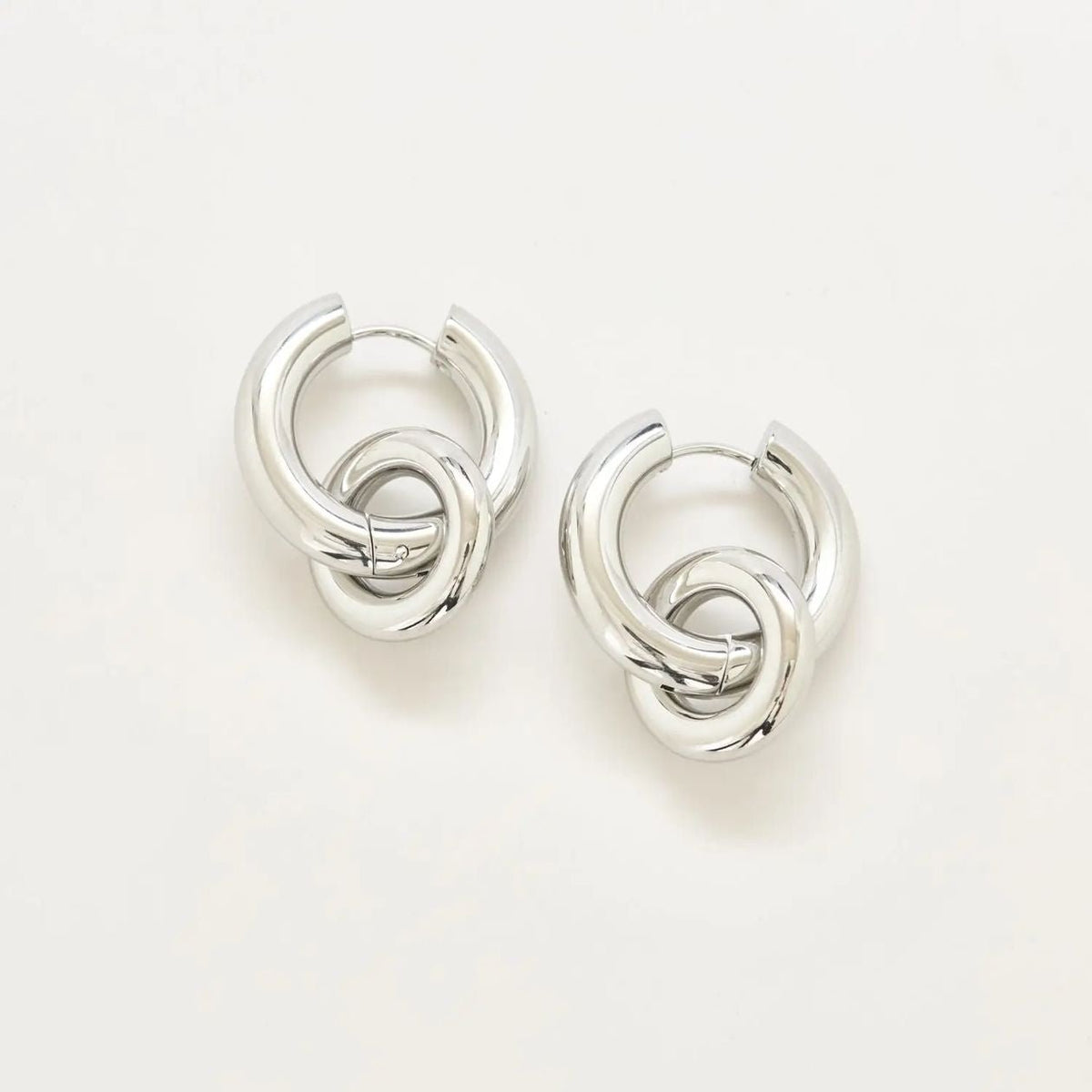 Rose & Lee Co Interlocking Hoop Earrings, Silver Earrings
