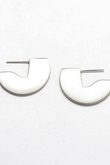 Rose & Lee Co Silver Mini Semi Circle Stud Earrings Earrings