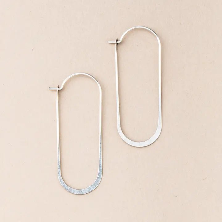 Rose & Lee Co Cosmic Oval Earrings, Silver Earrings