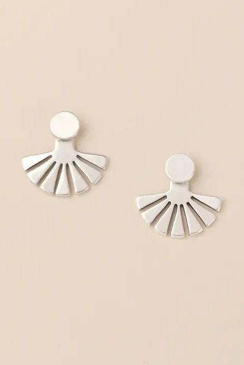 Rose & Lee Co Sunburst Ear Jacket Earrings, Silver Earrings
