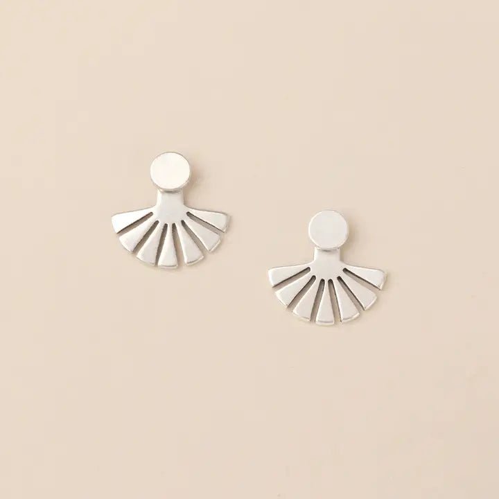 Rose & Lee Co Sunburst Ear Jacket Earrings, Silver Earrings