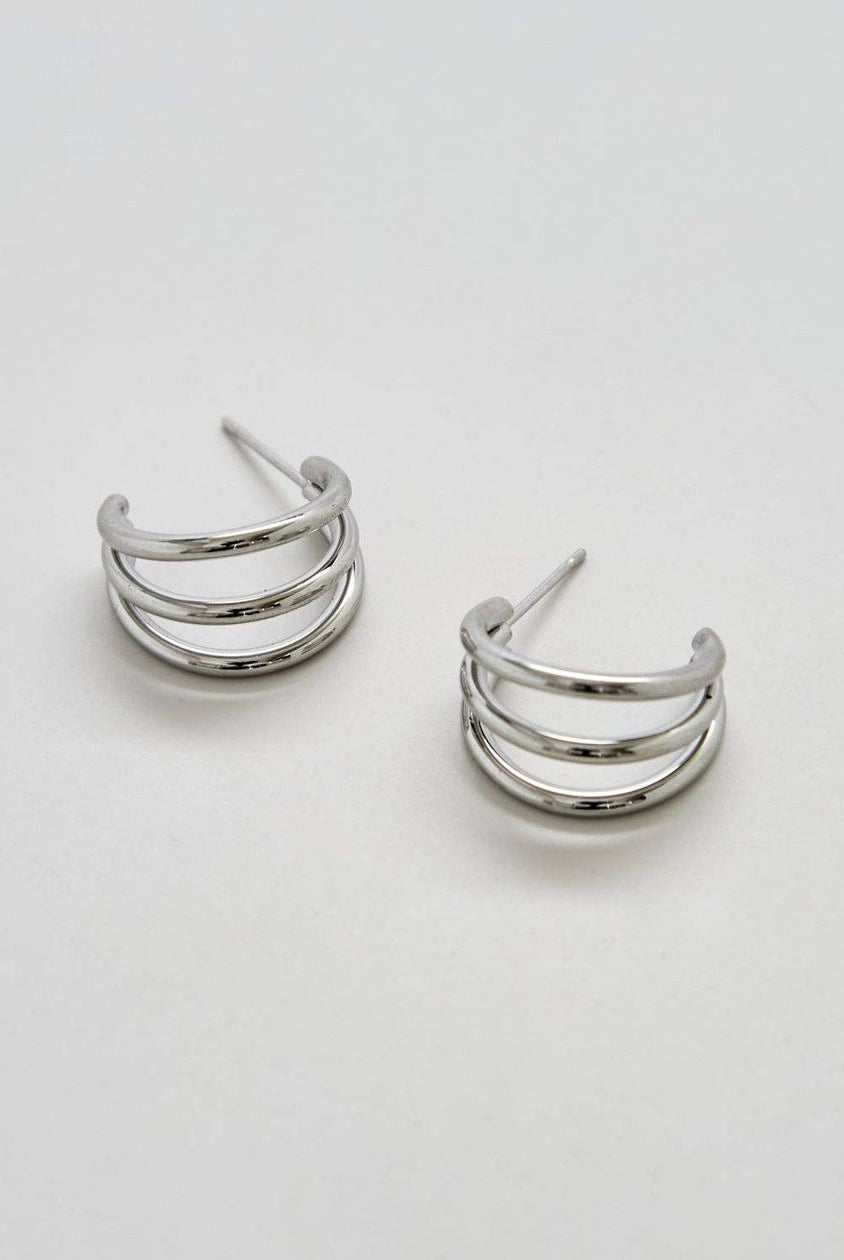 Rose & Lee Co Triple Arc Hoop Earrings, Silver Earrings