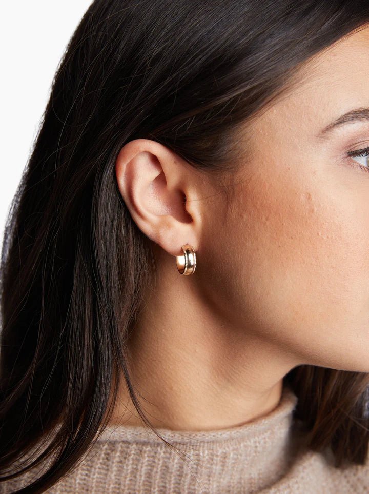 Rose & Lee Co Chunky Column Hoop Earrings, Gold Earrings