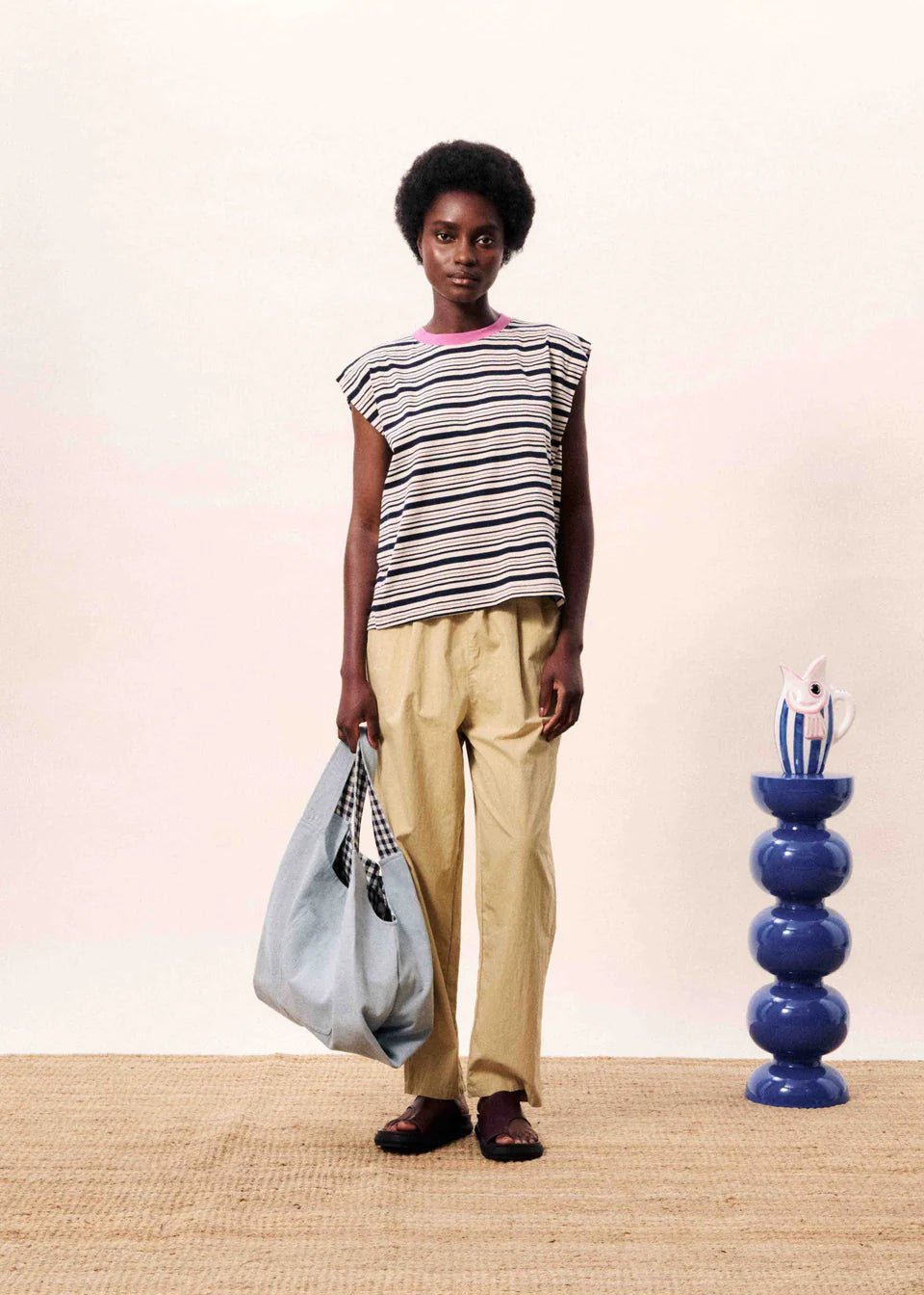 Rose & Lee Co Siroka Top, Bleu Marine Tanks