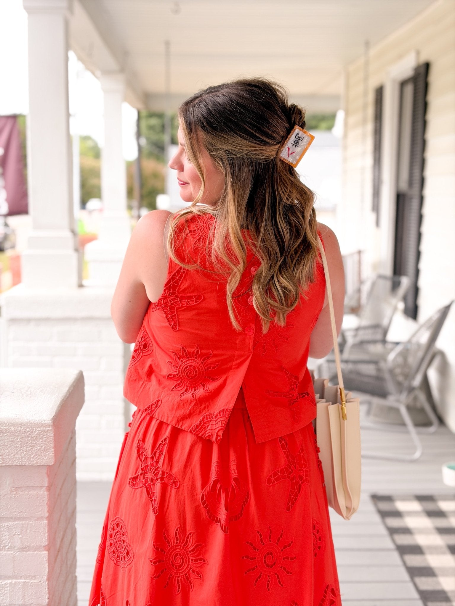 Rose & Lee Co Mckenna Top, Coral Tanks