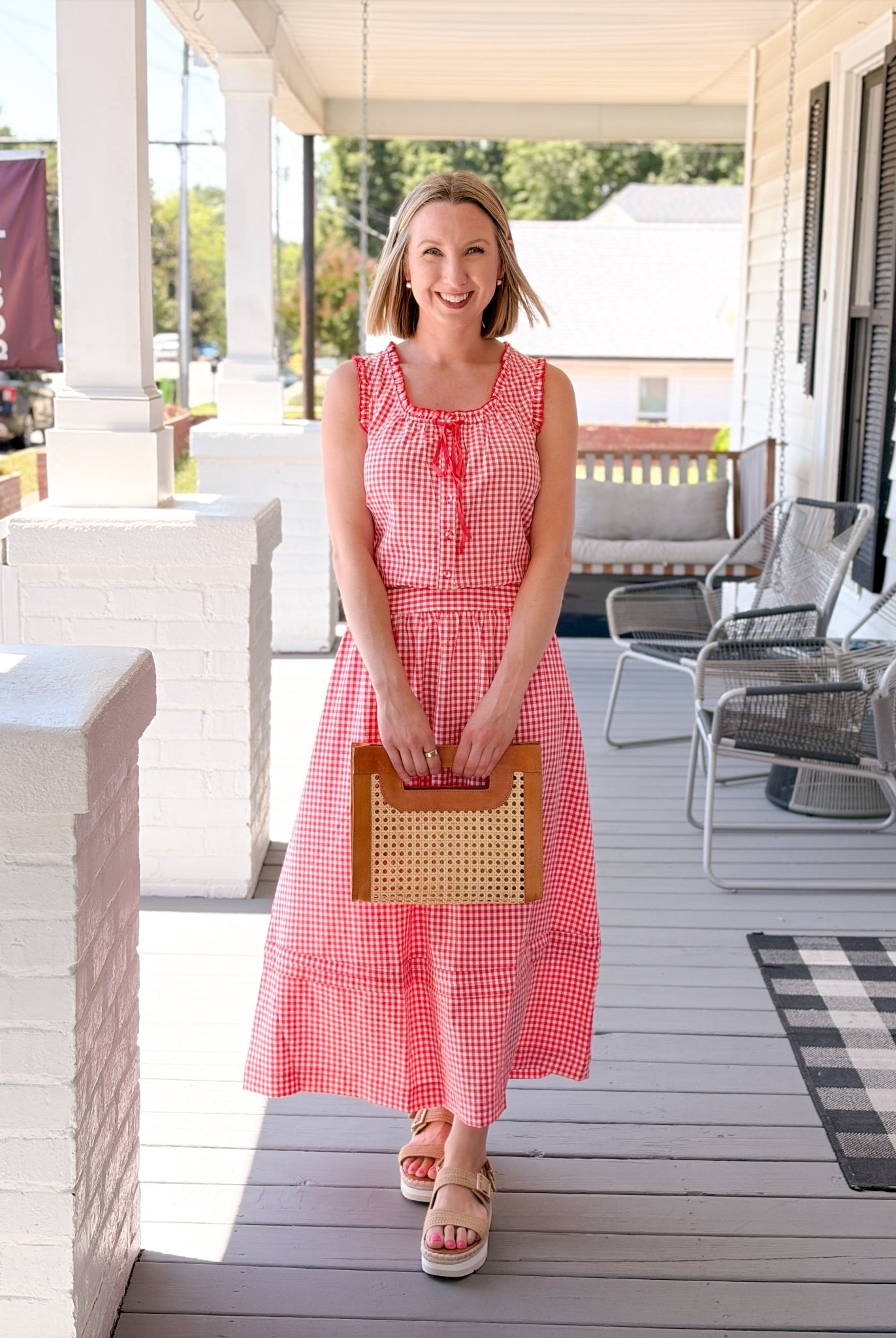 Rose & Lee Co Lacey Skirt, Red/White Gingham Skirts