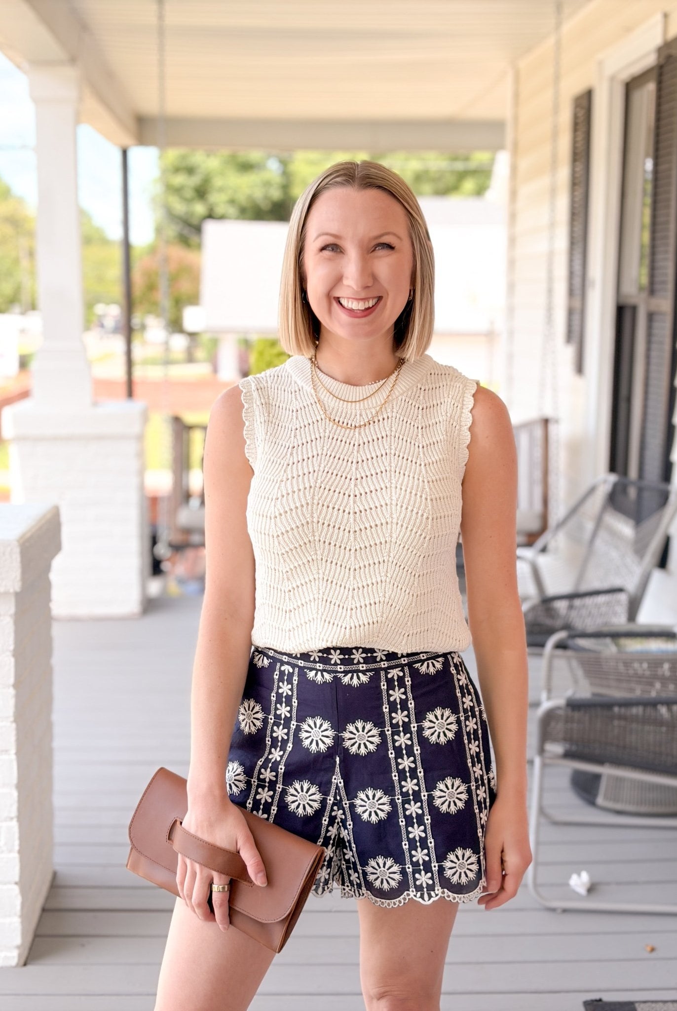 Rose & Lee Co Brielle Shorts, Navy/White Other Shorts