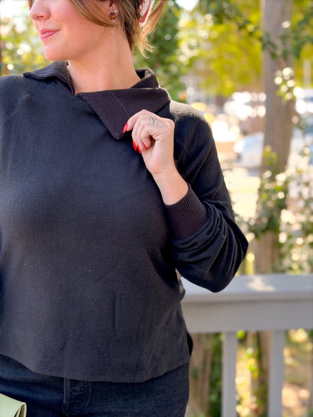 Rose & Lee Co Slow Morning Pullover, Black by Project Social T Long Sleeve