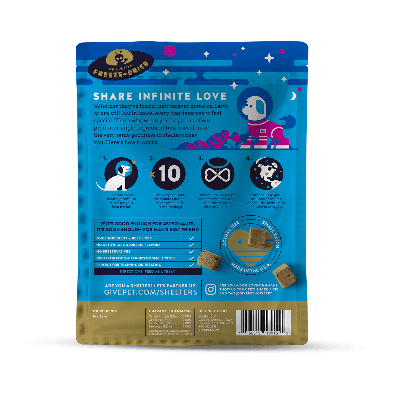 Rose & Lee Co Space Cowboy Freeze-Dried Dog Treats Pets