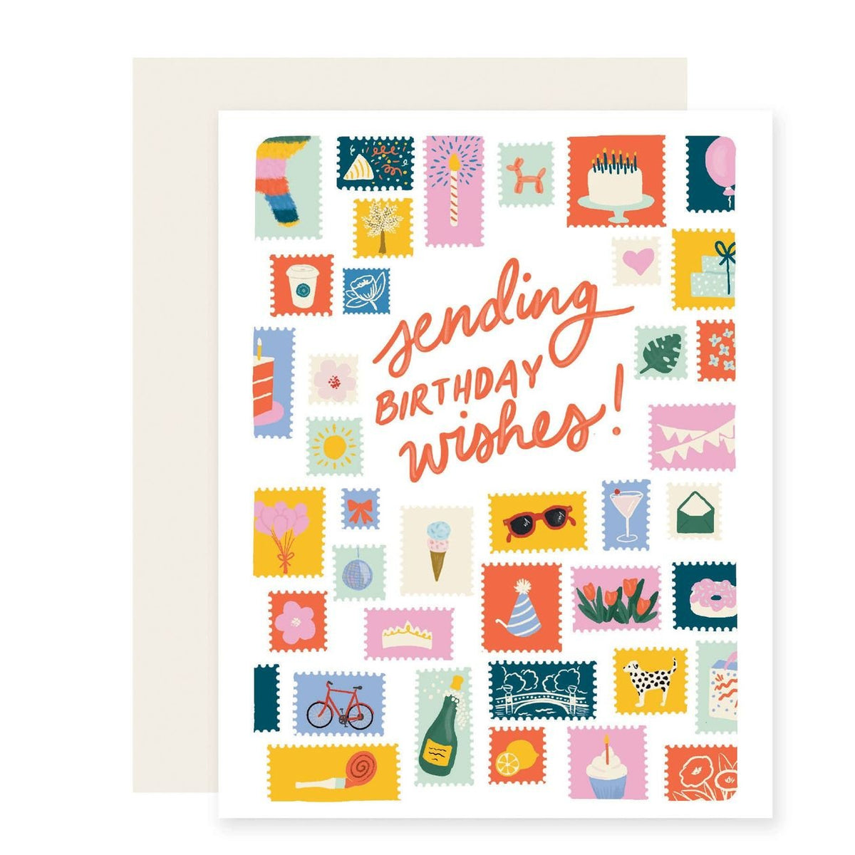Rose & Lee Co Sending Birthday Wishes Stamps Card Stationery