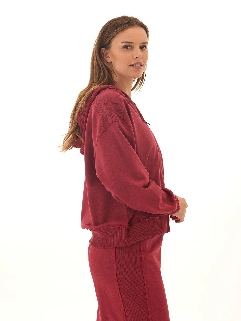 Rose & Lee Co Starla Zip Hoodie, Cranberry Sweatshirt & Hoodies