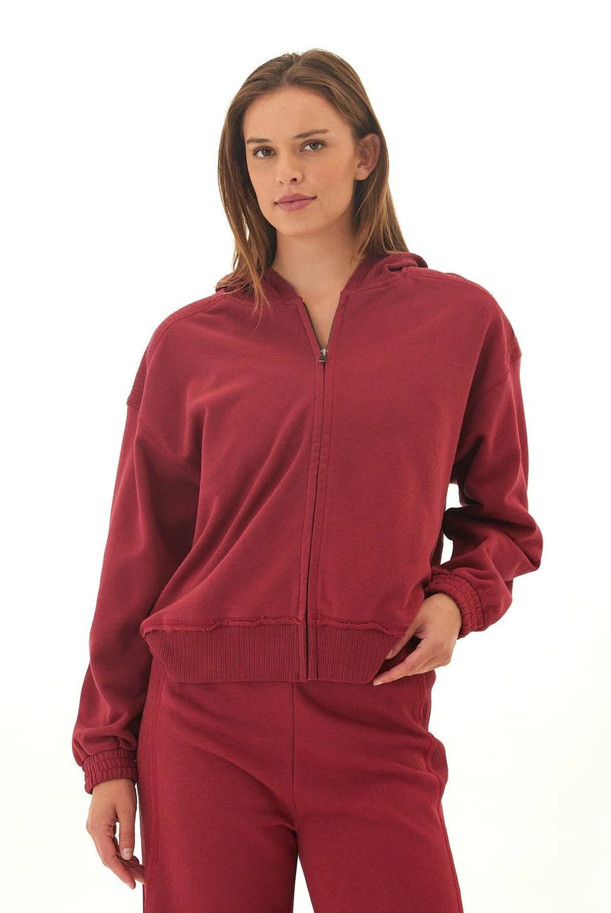 Rose & Lee Co Starla Zip Hoodie, Cranberry Sweatshirt & Hoodies