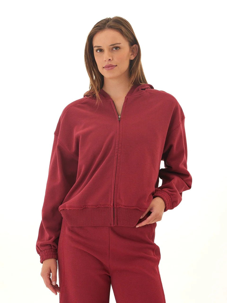 Rose & Lee Co Starla Zip Hoodie, Cranberry Sweatshirt & Hoodies