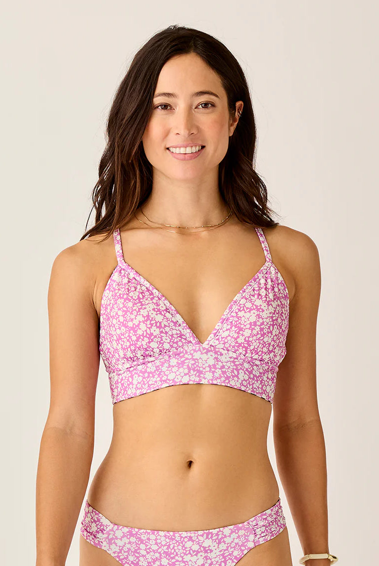 Floral/Checkered Reversible Bikini Top