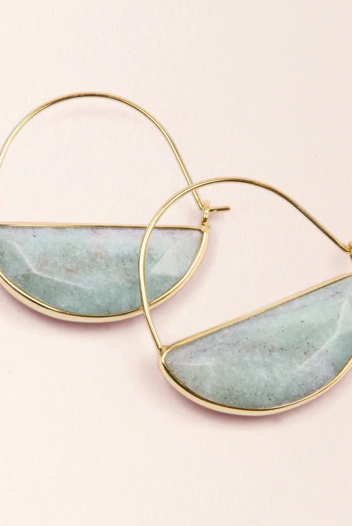 Rose & Lee Co Stone Prism Hoop Earrings, Amazonite/Gold Earrings