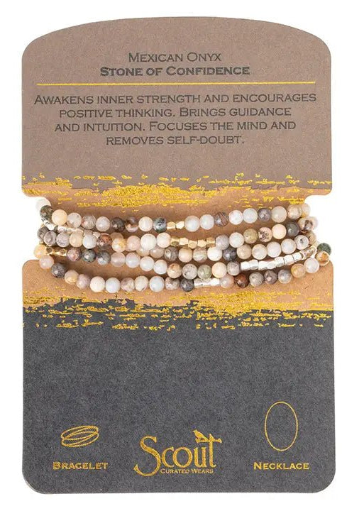 Rose & Lee Co Stone Wrap Bracelet Stone Of Confidence, Mexican Onyx/Silver & Gold Bracelets