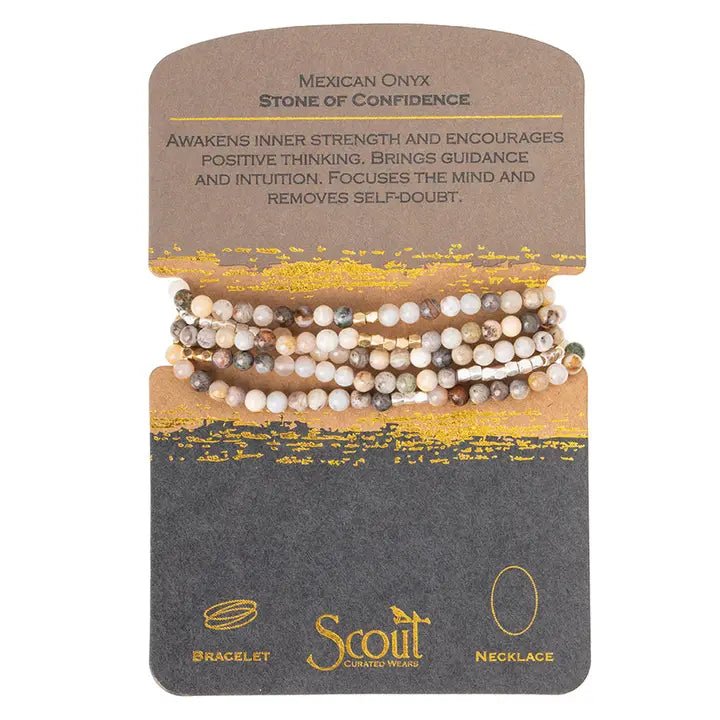 Rose & Lee Co Stone Wrap Bracelet Stone Of Confidence, Mexican Onyx/Silver & Gold Bracelets