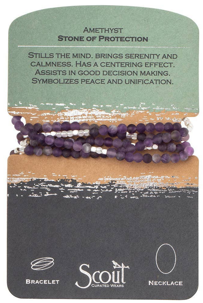 Rose & Lee Co Stone Wrap Bracelet Stone Of Protection, Amethyst/Silver Bracelets