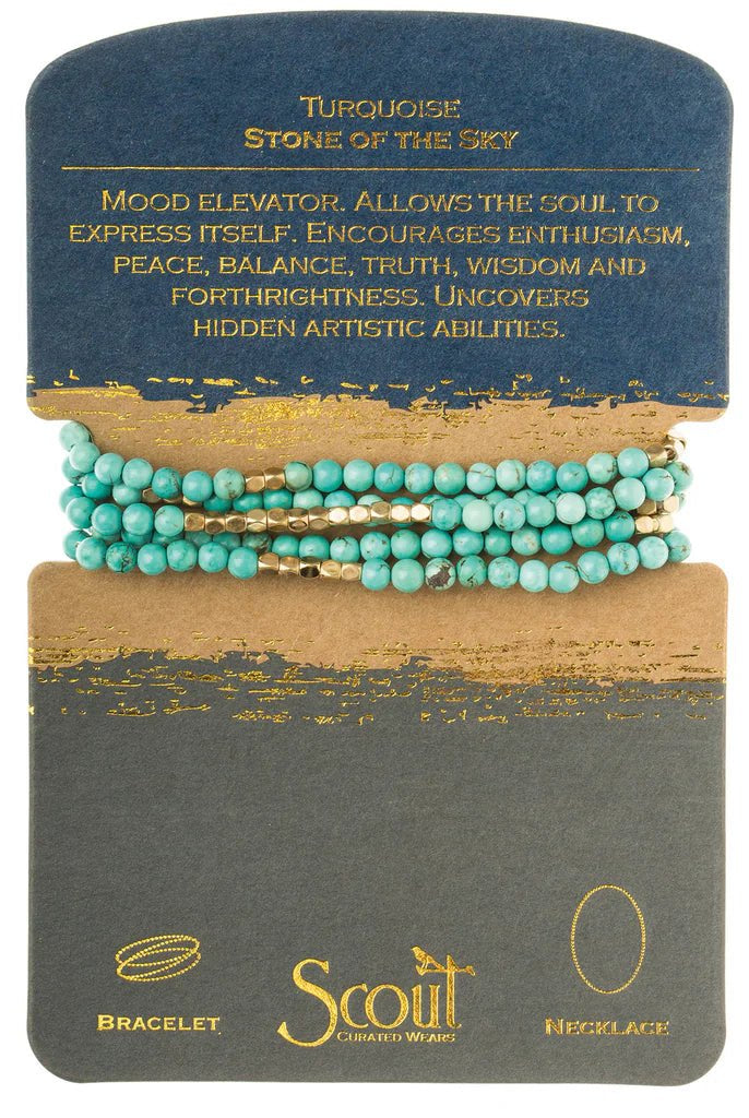 Rose & Lee Co Stone Wrap Bracelet Stone Of The Sky, Turquoise/Gold Bracelets