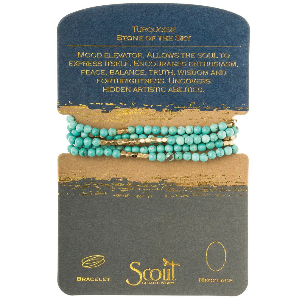 Rose & Lee Co Stone Wrap Bracelet Stone Of The Sky, Turquoise/Gold Bracelets