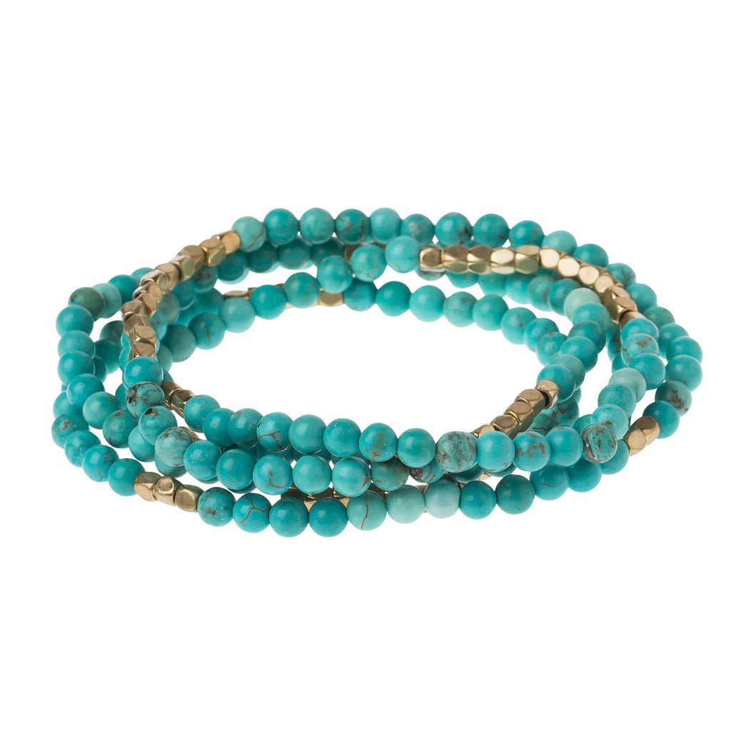 Rose & Lee Co Stone Wrap Bracelet Stone Of The Sky, Turquoise/Gold Bracelets