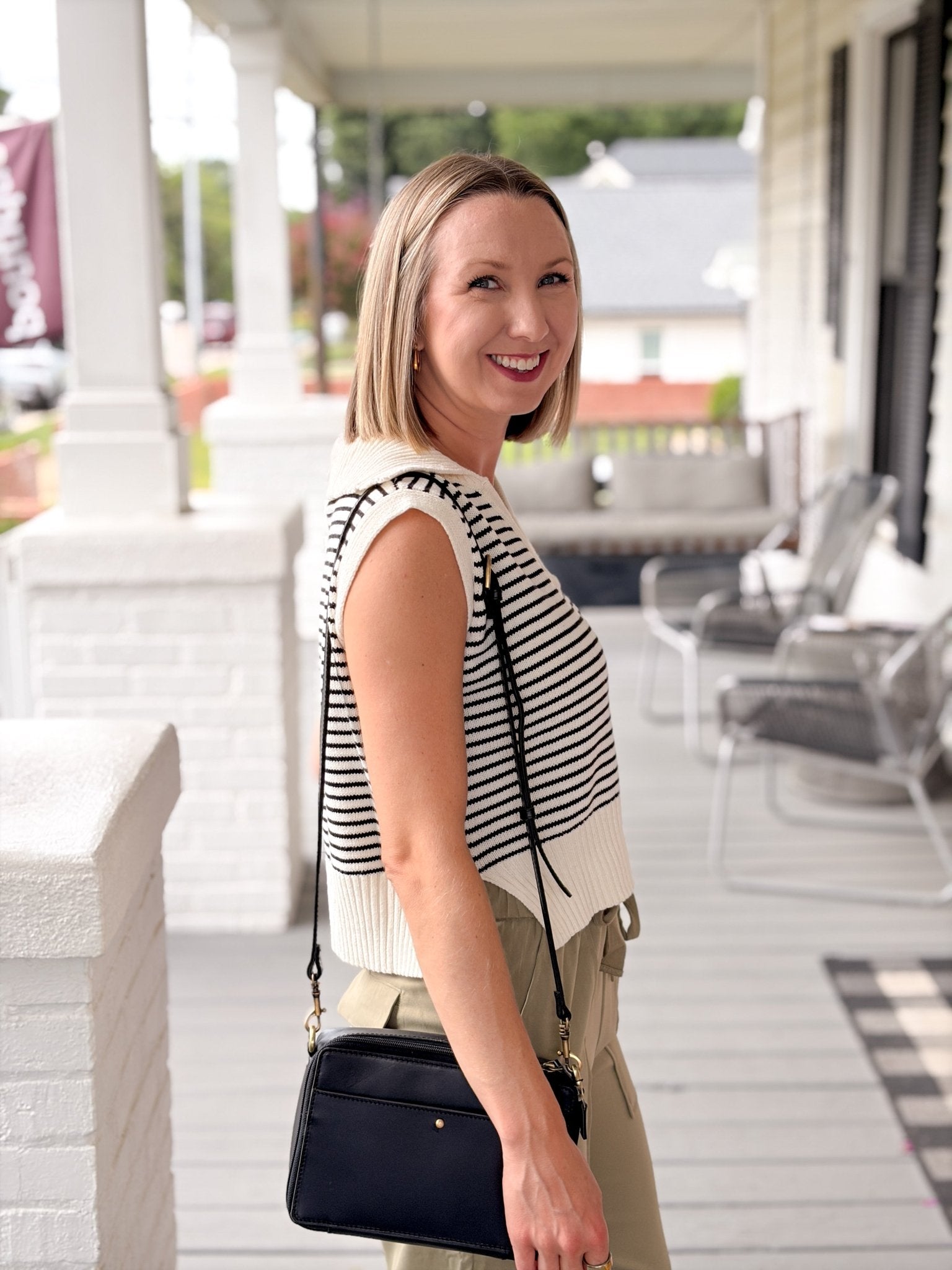 Rose & Lee Co Hayley Sweater Tank, Black/Ivory Tanks