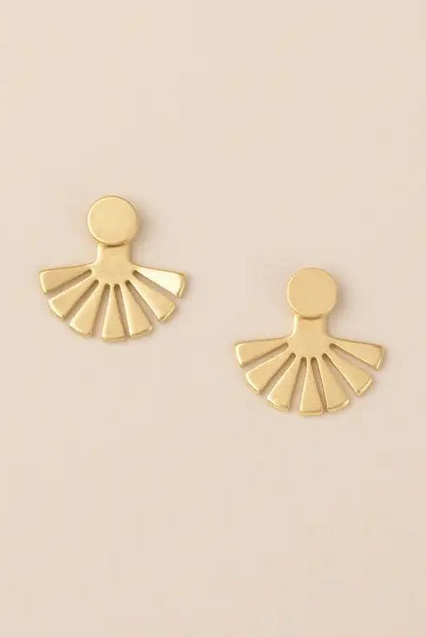 Rose & Lee Co Sunburst Ear Jacket Earrings, Gold Earrings