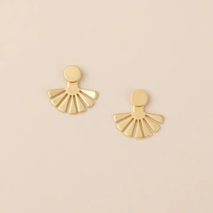 Rose & Lee Co Sunburst Ear Jacket Earrings, Gold Earrings