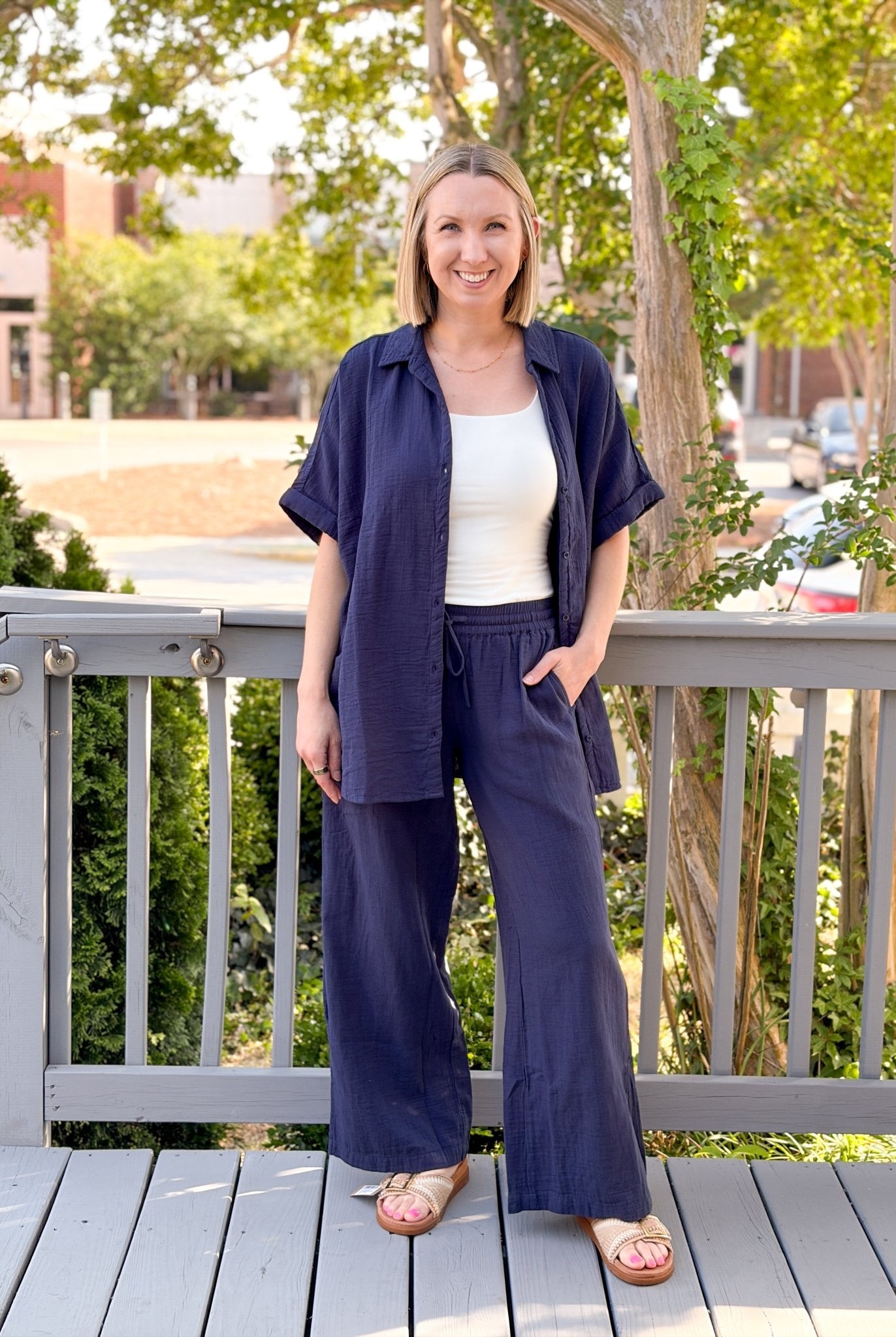 Rose & Lee Co Coastal Pants, Navy by Pact Pants