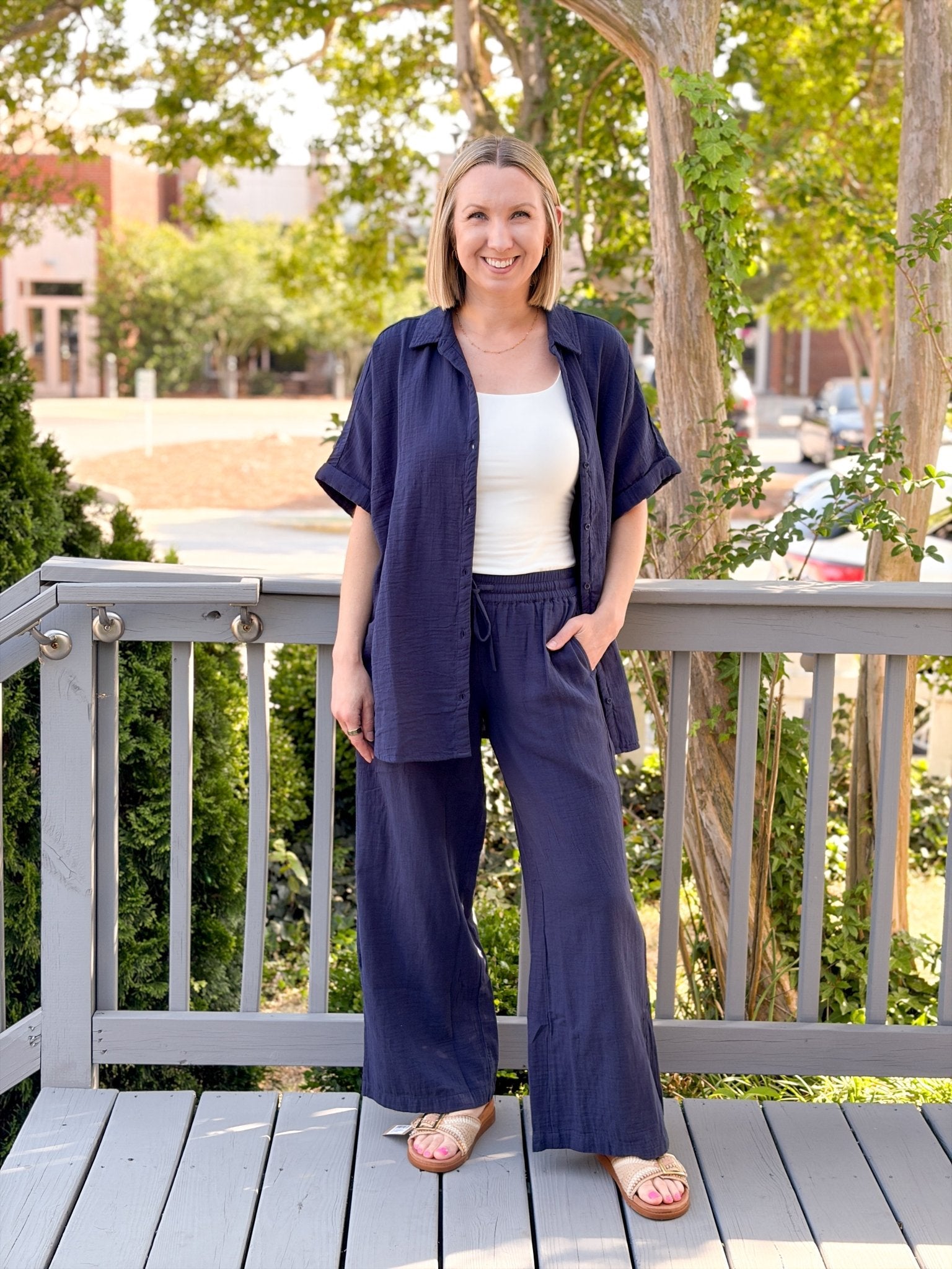 Rose & Lee Co Coastal Pants, Navy by Pact Pants