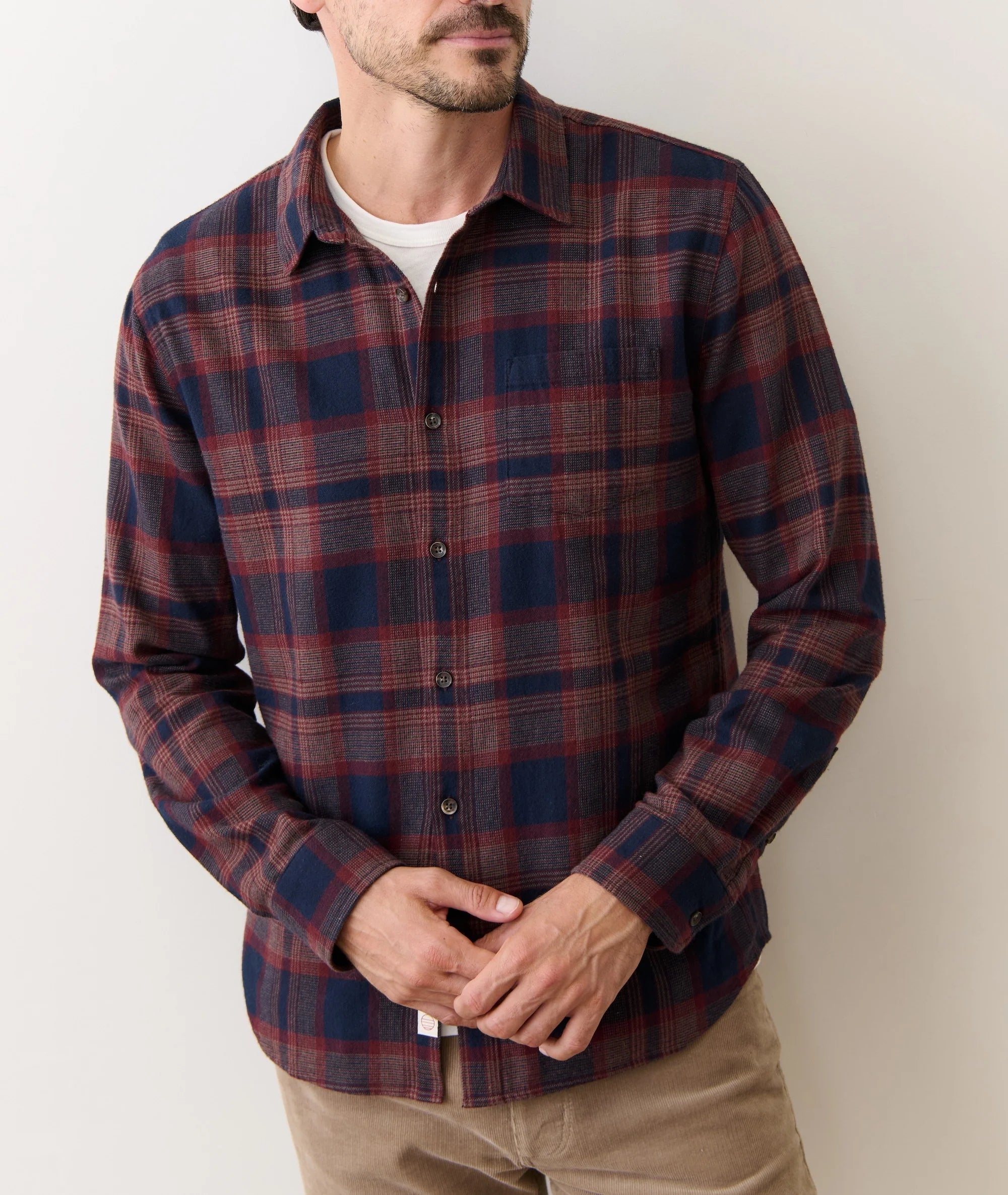 Navy/Burgundy Plaid Men's Flannel