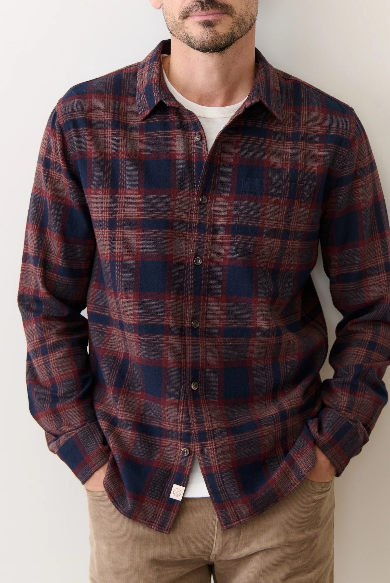 Navy/Burgundy Plaid Men's Flannel
