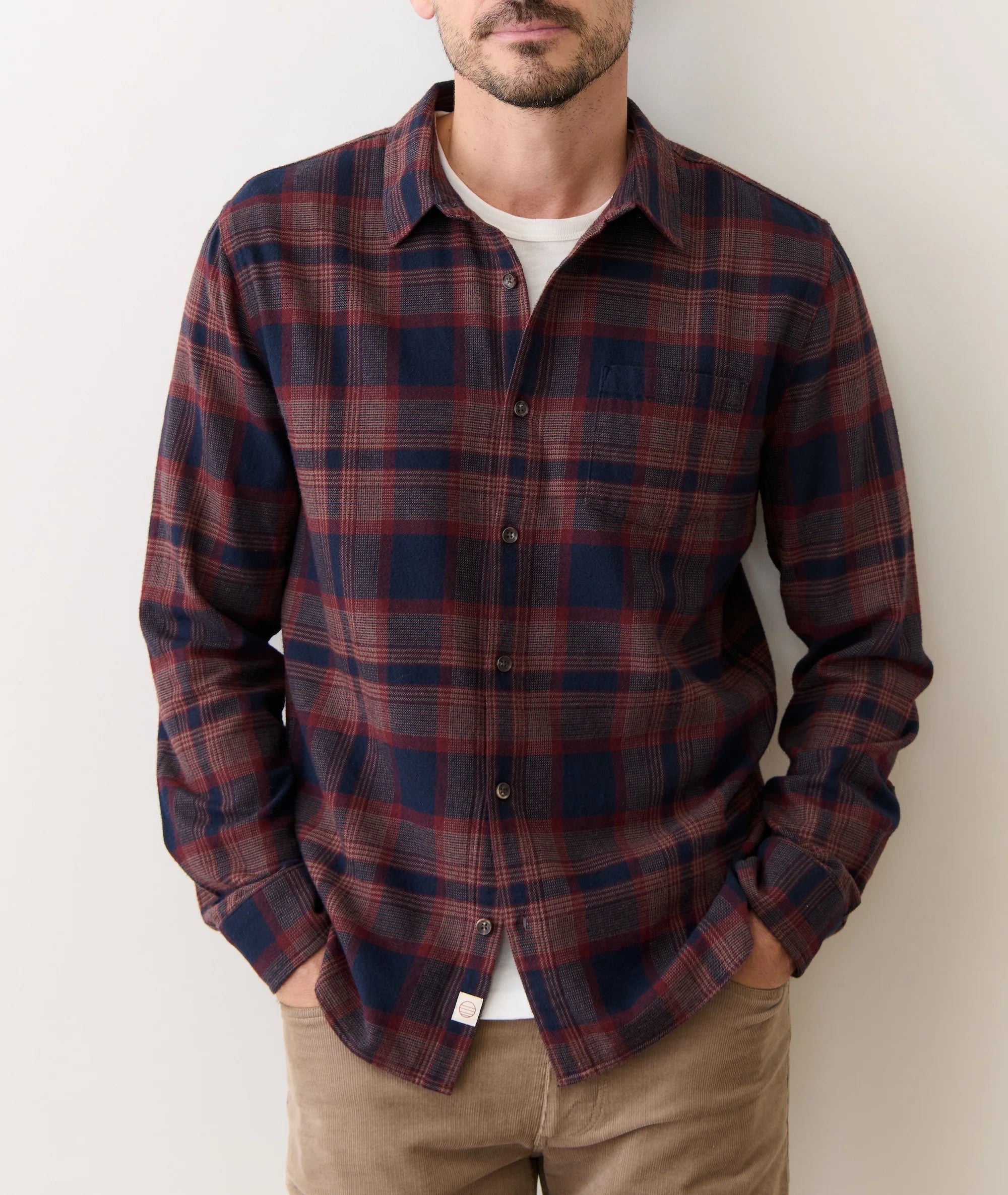 Navy/Burgundy Plaid Men's Flannel