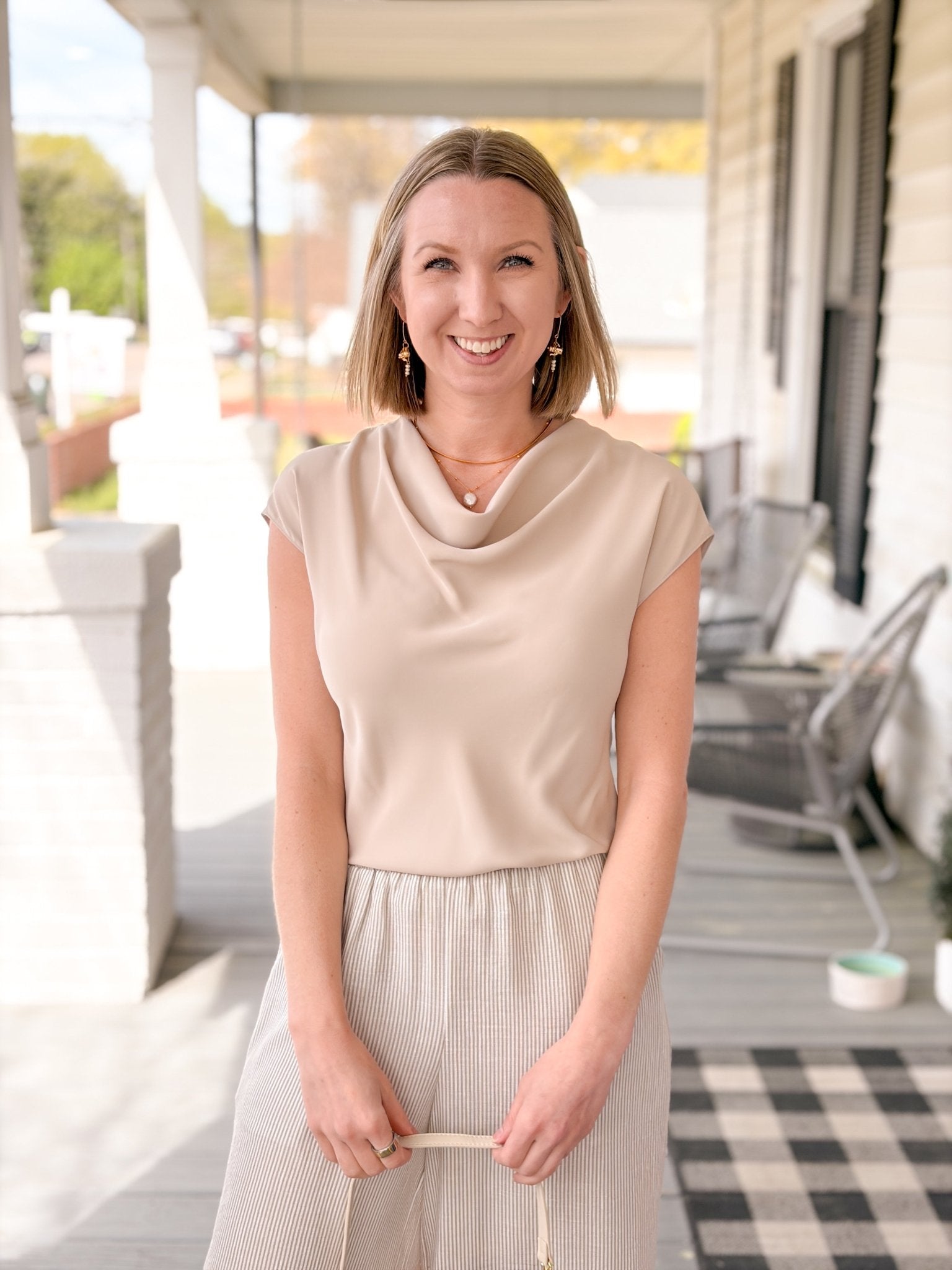 Rose & Lee Co Hayley Top, Taupe Work Tops