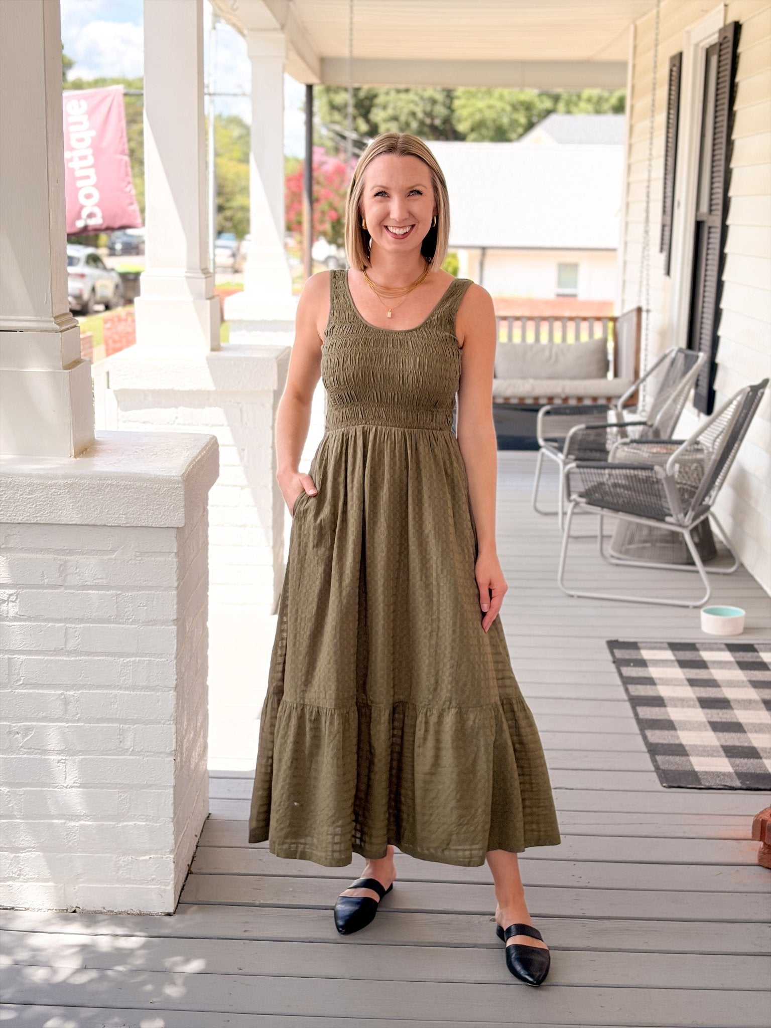 Rose & Lee Co Tessa Dress, Olive by Marine Layer Casual Dresses