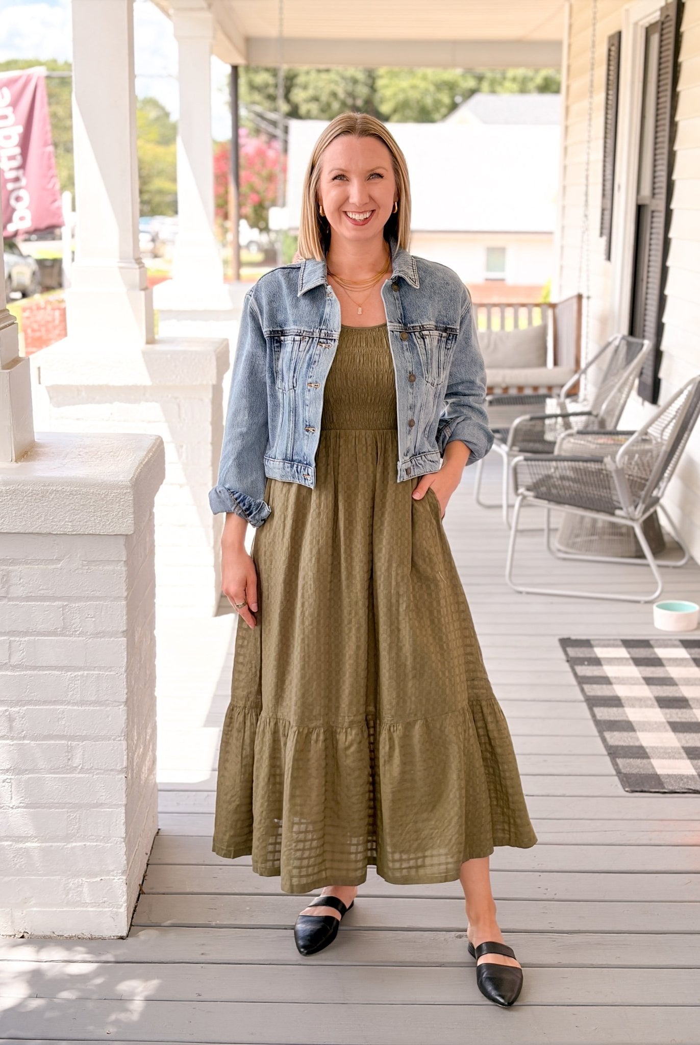 Rose & Lee Co Tessa Dress, Olive by Marine Layer Casual Dresses