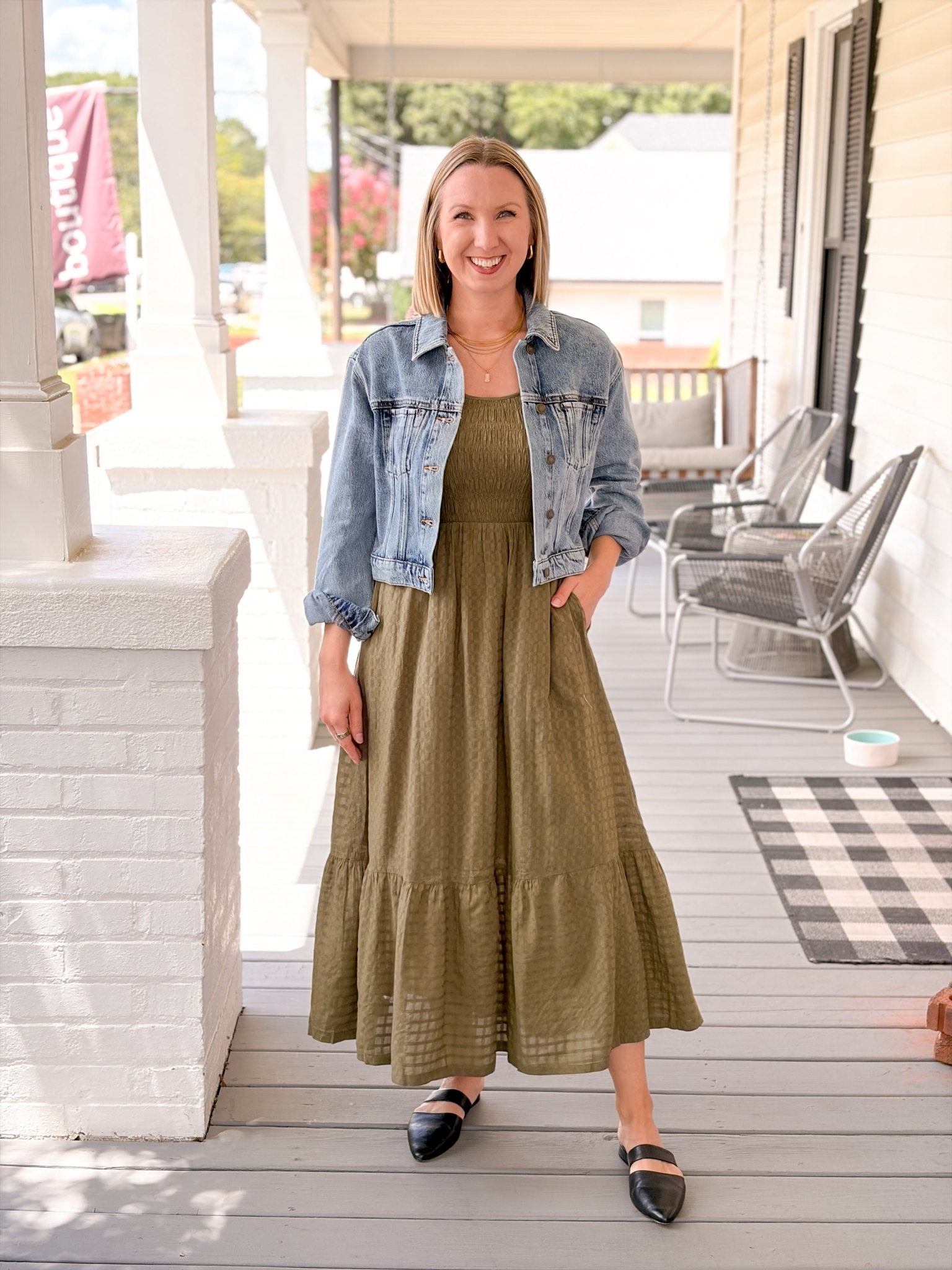 Rose & Lee Co Tessa Dress, Olive by Marine Layer Casual Dresses
