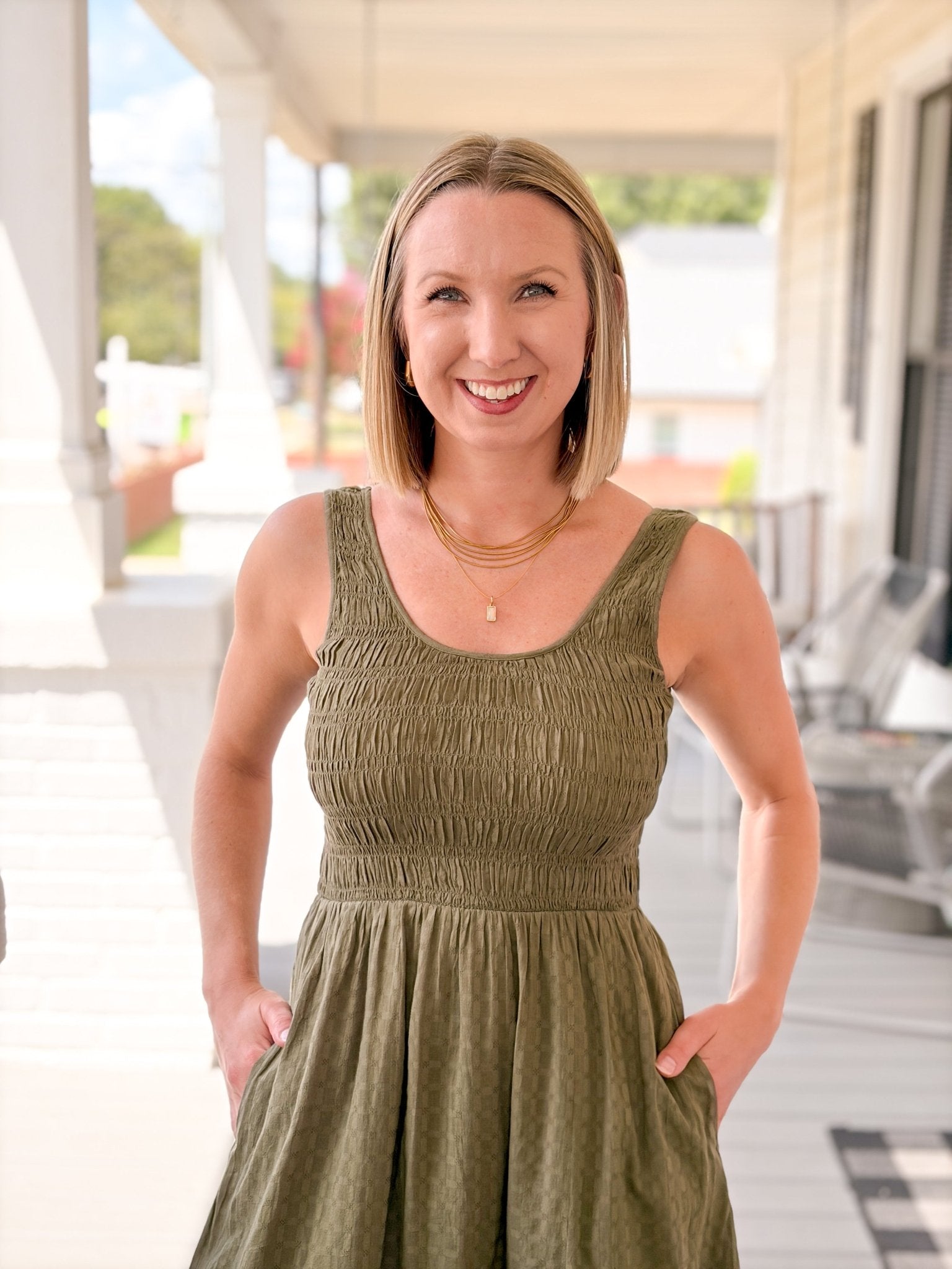 Rose & Lee Co Tessa Dress, Olive by Marine Layer Casual Dresses