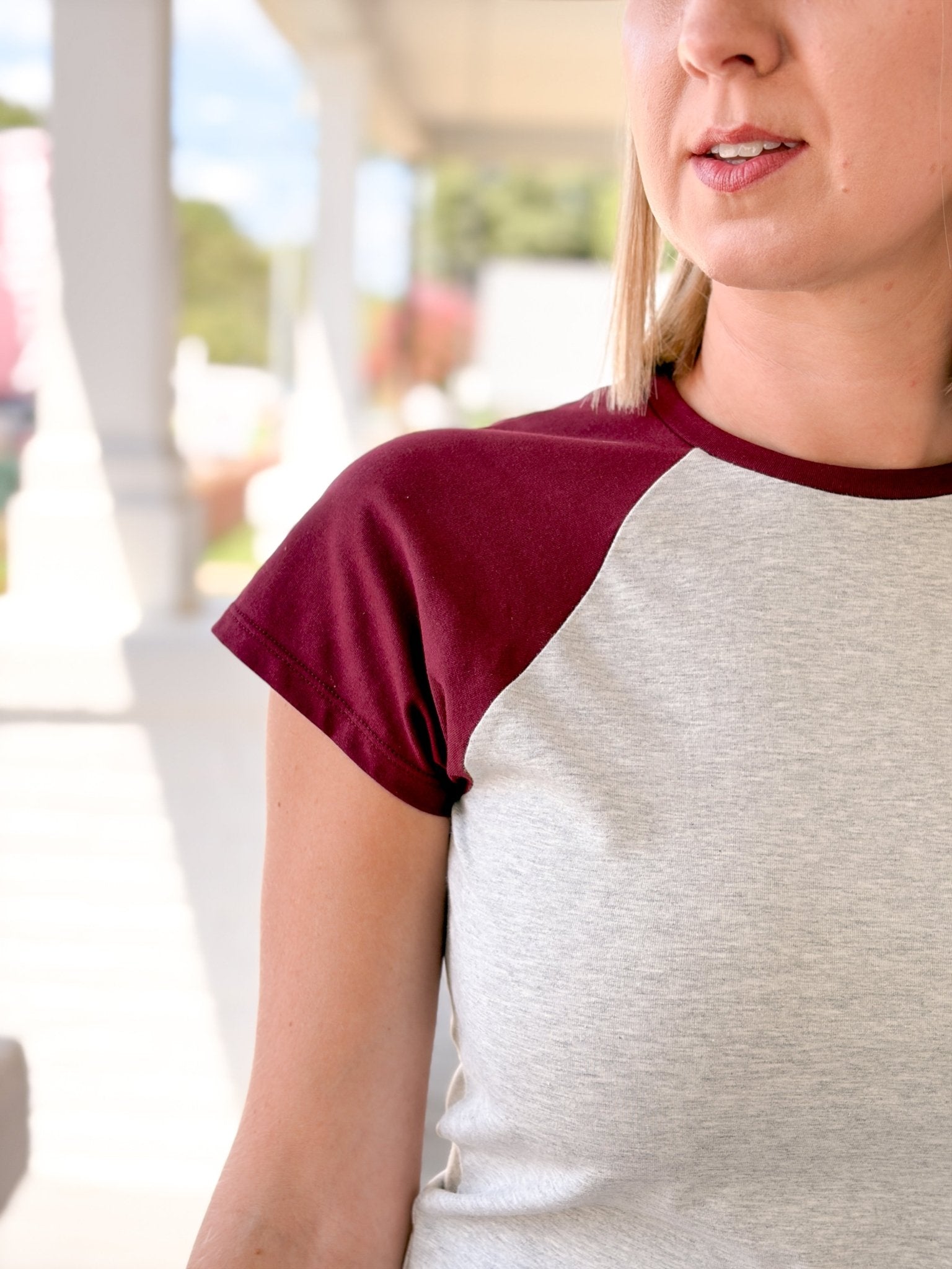 Rose & Lee Co The Raglan Tee, Vintage Grey by Good American short sleeve