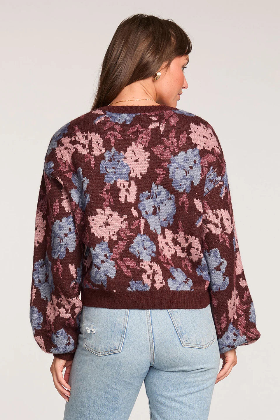 Multi Colored Floral Print Long Sleeve Sweater