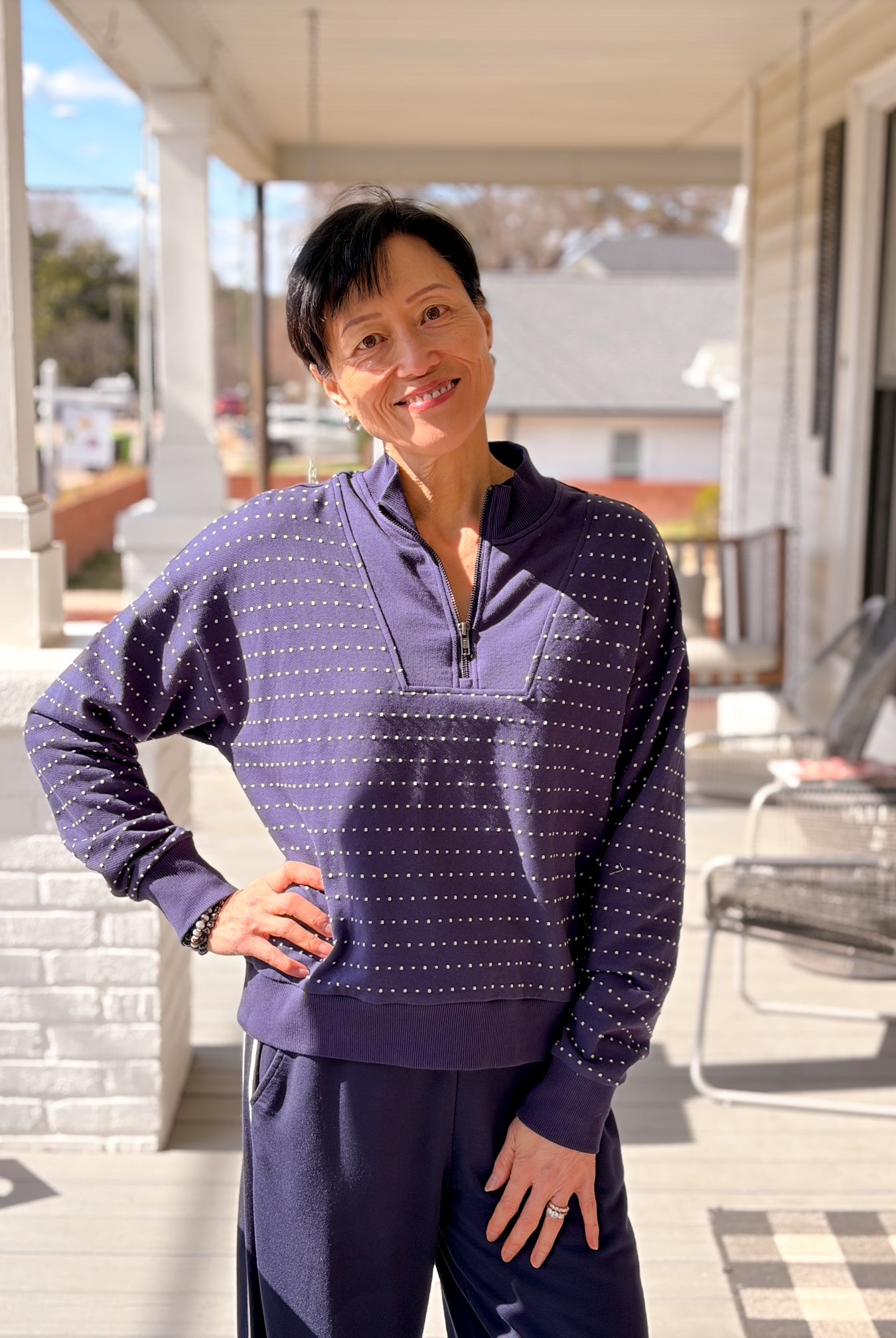 Rose & Lee Co Kindra Pullover, Stargaze/Ecru Sweatshirt & Hoodies