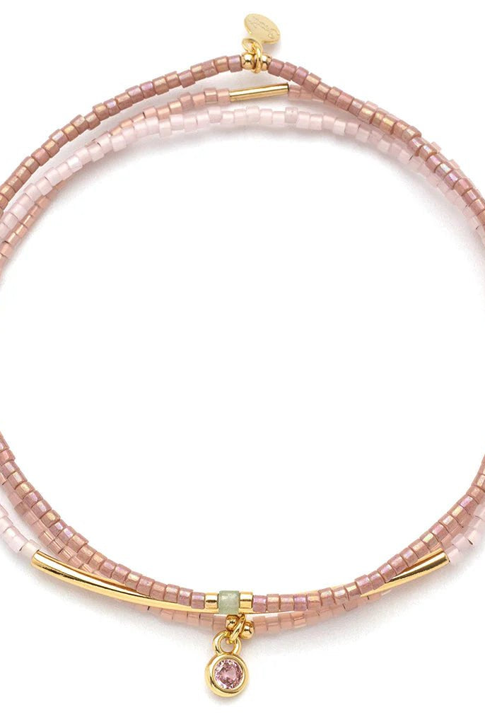 Rose & Lee Co Tonal Chromacolor Miyuki Trio Bracelet, Blush/Gold Bracelets