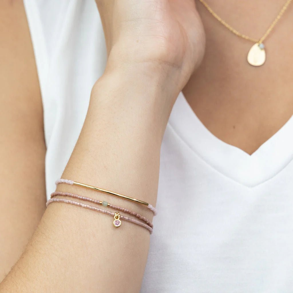 Rose & Lee Co Tonal Chromacolor Miyuki Trio Bracelet, Blush/Gold Bracelets