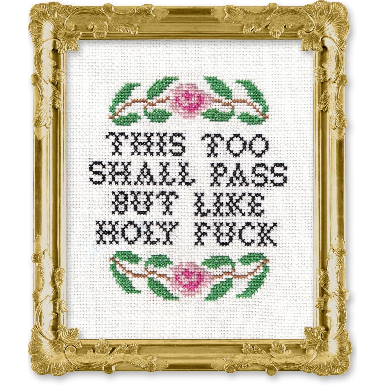 Rose & Lee Co Deluxe Cross Stitch Kit, This Too Shall Pass Home & Gifts