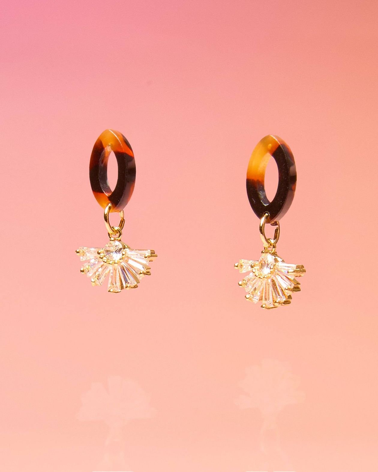Rose & Lee Co Tiny & Dainty Earrings, Tortoise Earrings