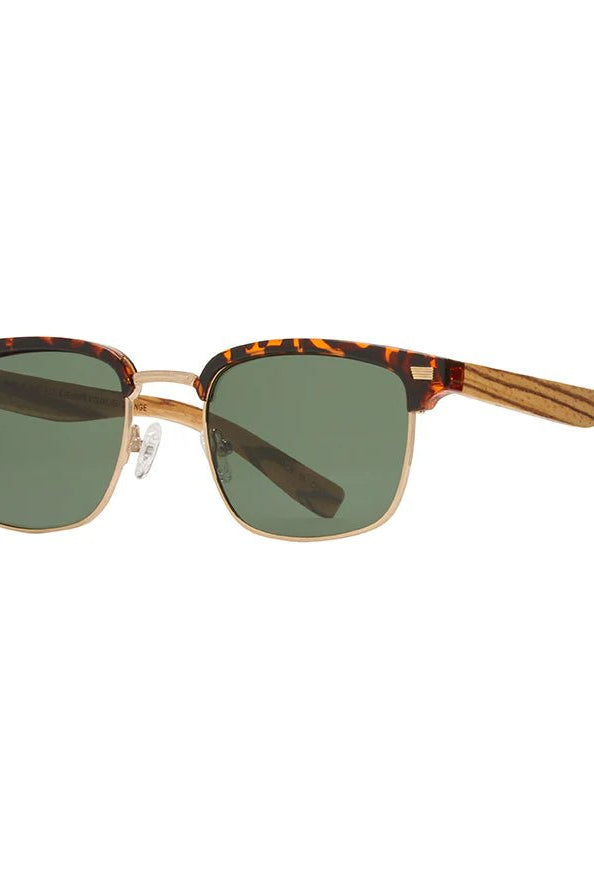 Rose & Lee Co Travis Sunglasses, Brown Tortoise + Zebra Wood + Grey Green Polarized Accessories