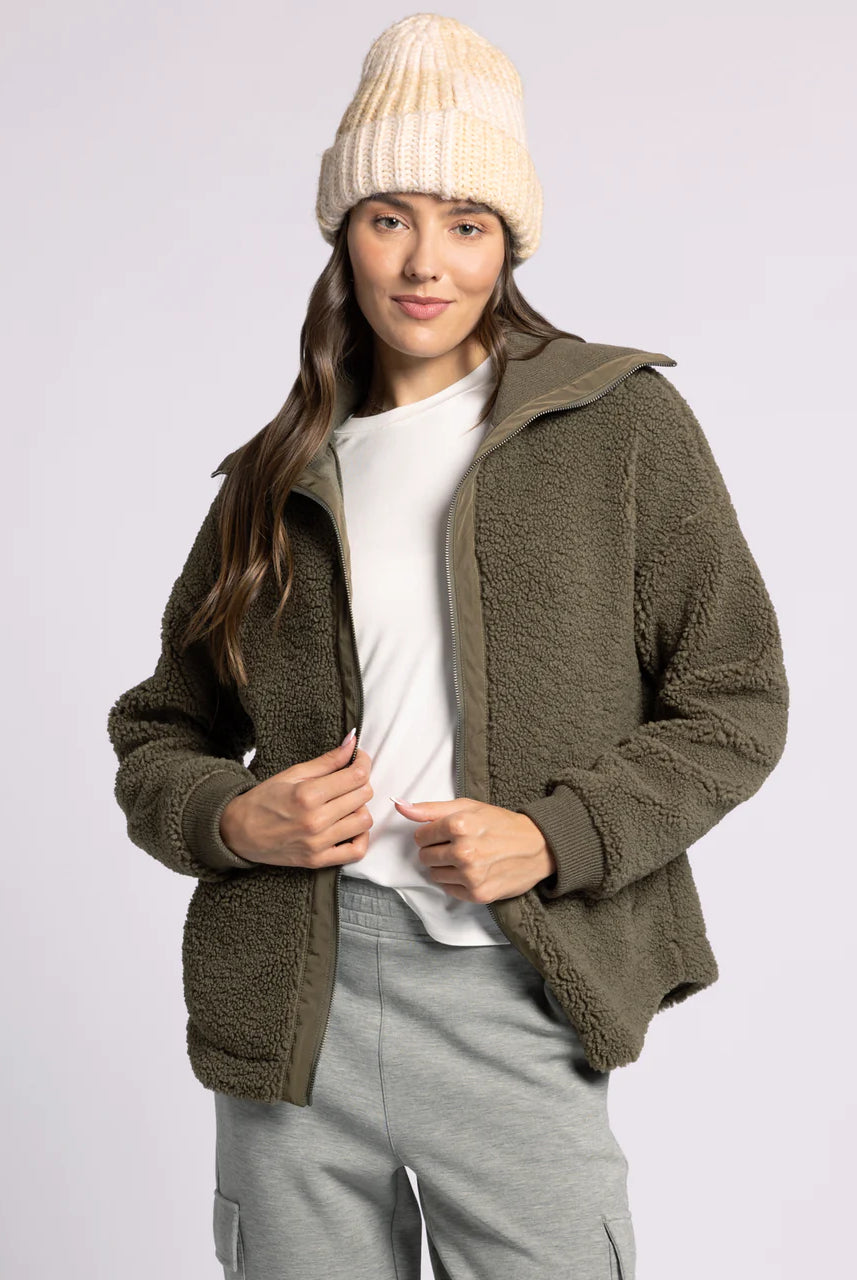 Dark Green Sherpa Jacket