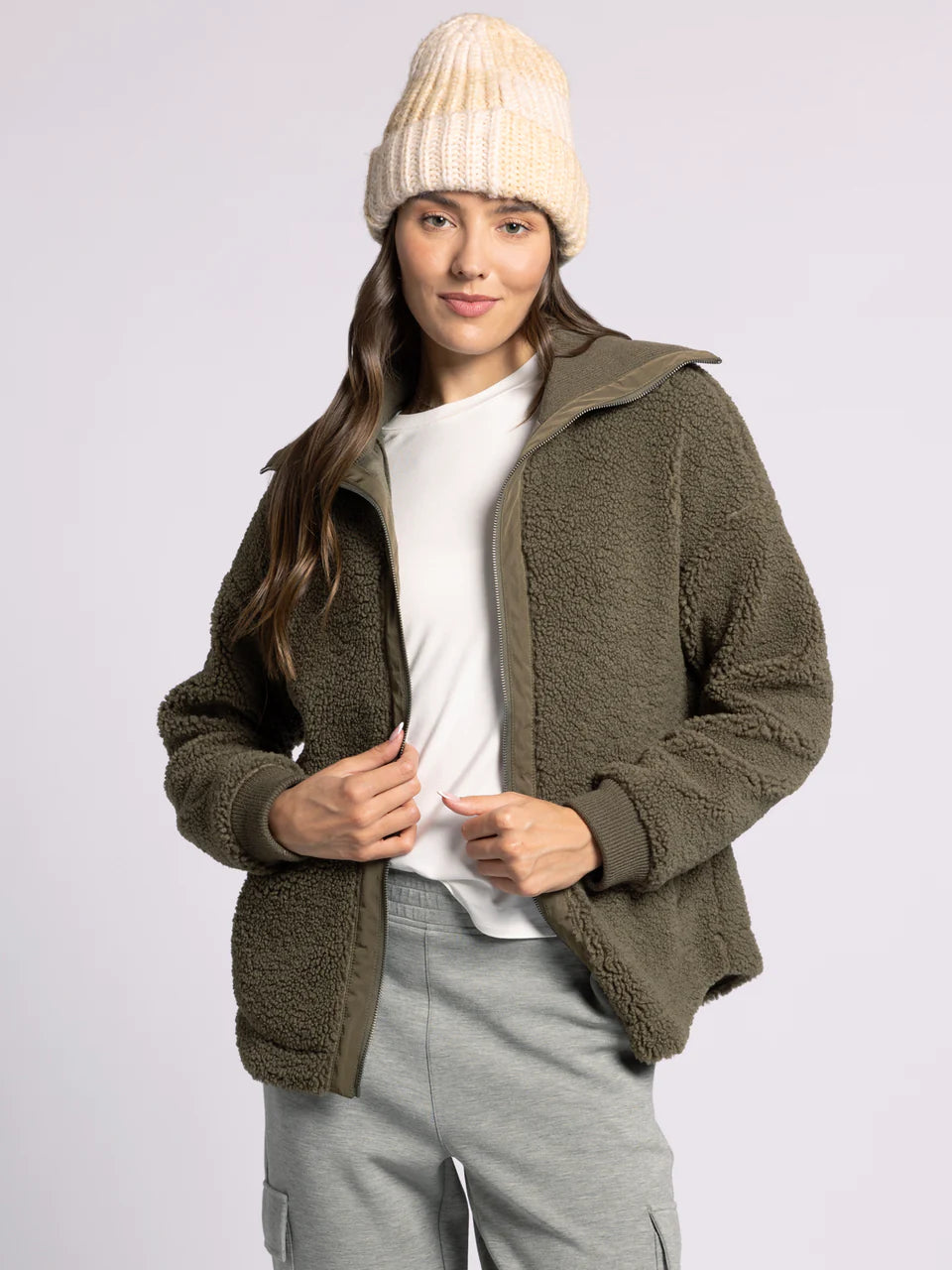 Dark Green Sherpa Jacket