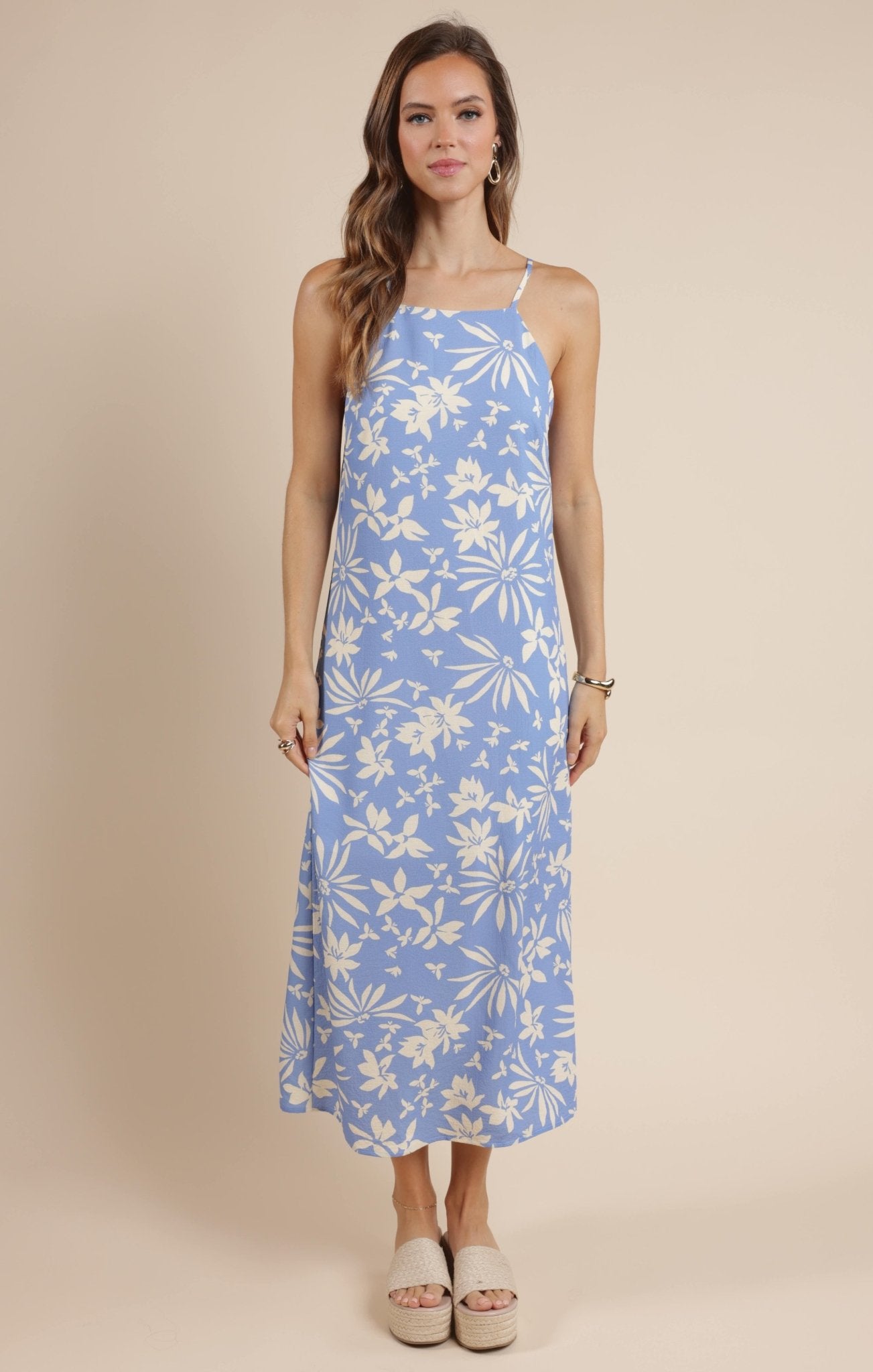 Rose & Lee Co Flower Trail Dress, Sky/Cream unknown